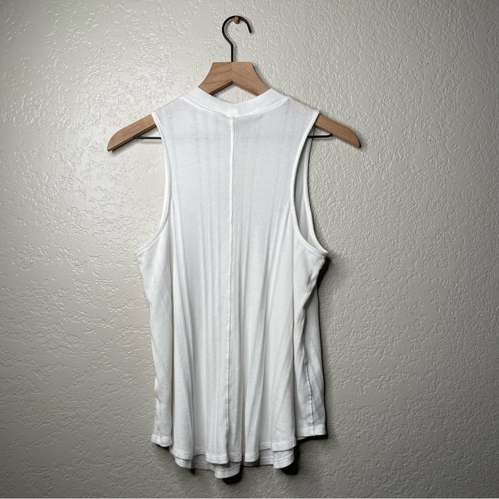 Free People White Ribbed Keyhole Tank Top - Picture 6 of 8